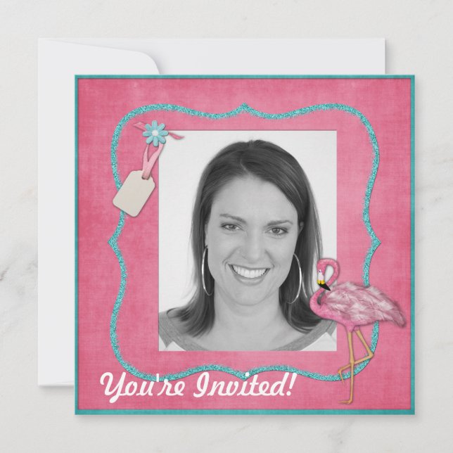 Flamingo Themed Party Invitation (Front)