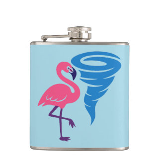 Flamingo Tornado Bold Modern Graphic Art Hip Flask