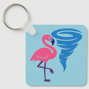 Flamingo Tornado Bold Modern Graphic Art Key Ring