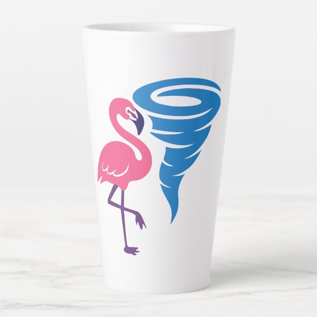 Flamingo Tornado Bold Modern Graphic Art Latte Mug (Front)