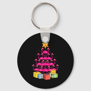 Flamingo Tree Funny Ugly Christmas Key Ring