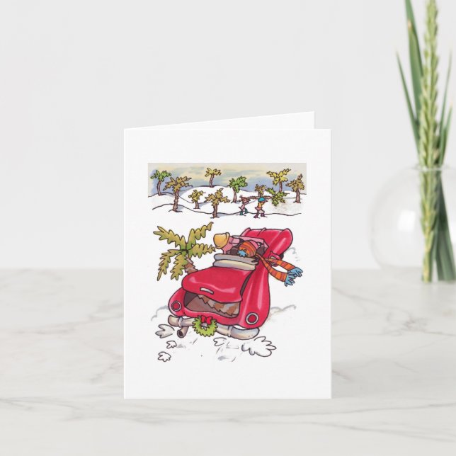 Flamingo Tree Holiday Notecard (Front)