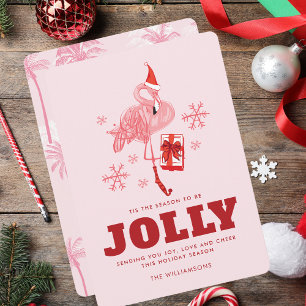 Flamingo Tropical Beach Christmas Holiday Card