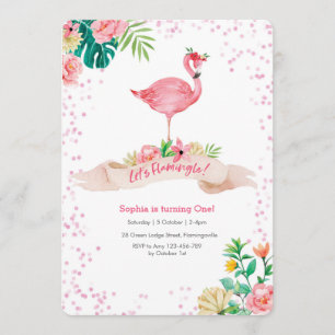 Flamingo Tropical Birthday Invitation