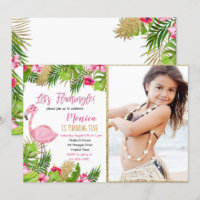 Flamingo Tropical Birthday Invitation