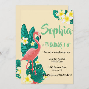 Flamingo Tropical birthday Invitation