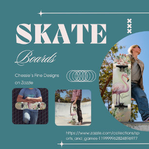 Flamingo Tropical Botanical Skateboard