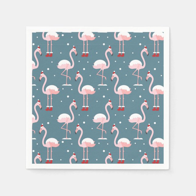 Flamingo Tropical Christmas Napkin (Front)