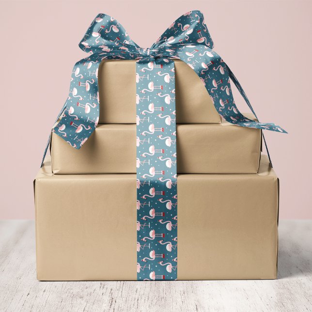 Flamingo Tropical Christmas Satin Ribbon (Creator Uploaded)