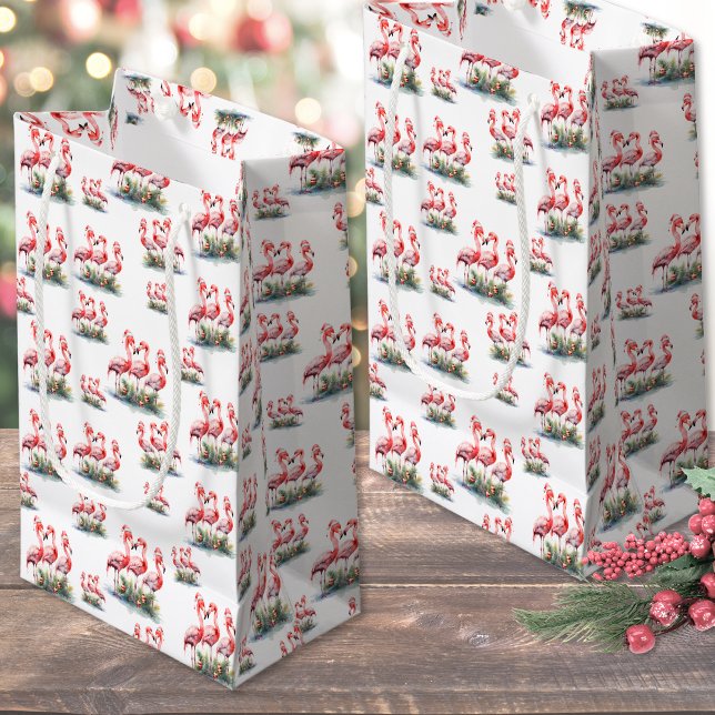 Flamingo Tropical Christmas Small Gift Bag (Flamingo Tropical Christmas Small Gift Bag)