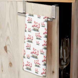 Flamingo Tropical Christmas Tea Towel