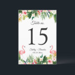 Flamingo Tropical Floral Wedding Table Number Card<br><div class="desc">Flamingo Tropical Floral Wedding Table Number Card. (1) Please customise this template one by one (e.g, from number 1 to xx) , and add each number card separately to your cart. (2) For further customisation, please click the "customise further" link and use our design tool to modify this template. (3)...</div>