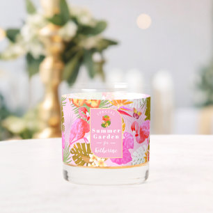 Flamingo Tropical Garden Pink Whiskey Glass