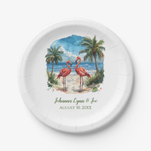 Flamingo Tropical Island Beach Party Paper Plates
