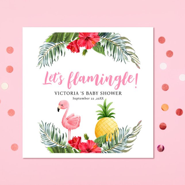 Flamingo Tropical Its a Girl Baby Shower  Napkin (Creator Uploaded)