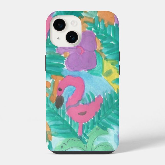 Flamingo Tropical Jungle Pattern iPhone Case (Back)