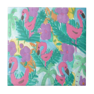Flamingo Tropical Jungle Pattern Tile