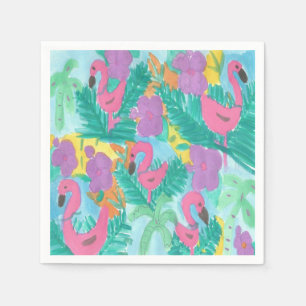 Flamingo Tropical Jungle Print Napkin