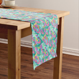 Flamingo Tropical Jungle Print Short Table Runner