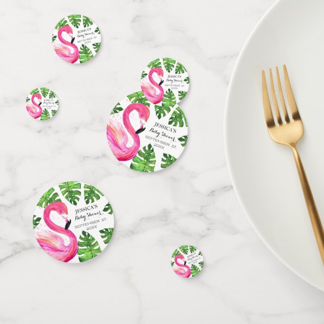 Flamingo Tropical Leaves Baby Shower Party  Confetti (Group)