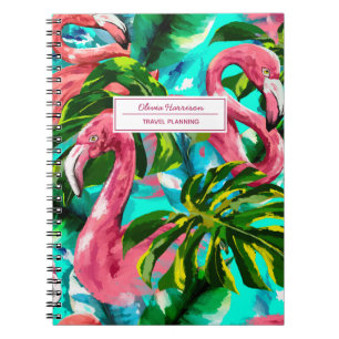 Flamingo Tropical Name and Subject Notebook