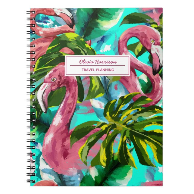 Flamingo Tropical Name and Subject Notebook (Front)