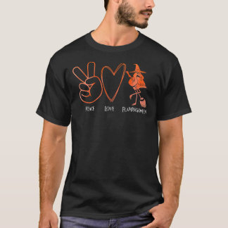 Flamingo Tropical Peace Love Flamingoween Orange F T-Shirt