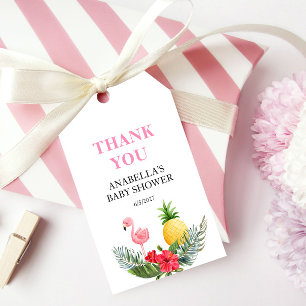 Flamingo Tropical Pink Baby Shower Gift Tags