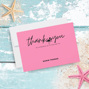 Flamingo Tropical Pink Birthday Thank You Card