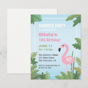 Flamingo Tropical Summer Birthday Party Invitation
