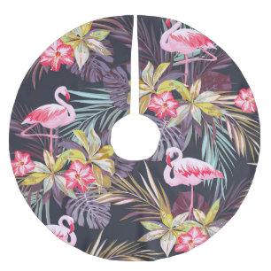 Flamingo Tropical: Summer Seamless Pattern Brushed Polyester Tree Skirt