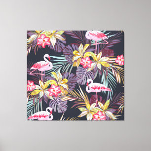Flamingo Tropical: Summer Seamless Pattern Canvas Print