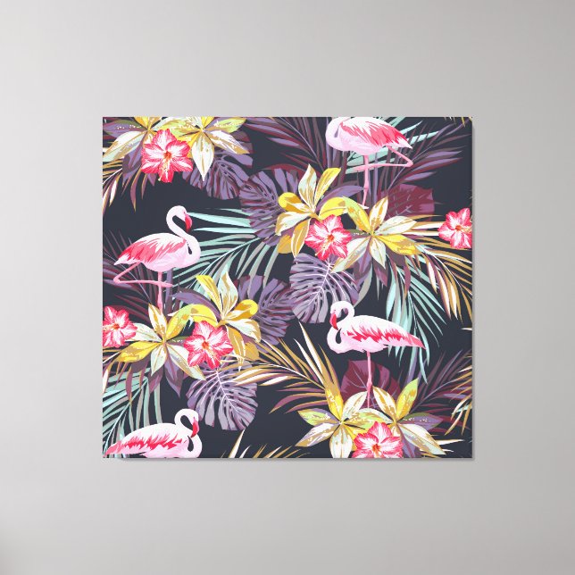 Flamingo Tropical: Summer Seamless Pattern Canvas Print (Front)