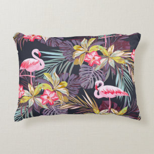 Flamingo Tropical: Summer Seamless Pattern Decorative Cushion