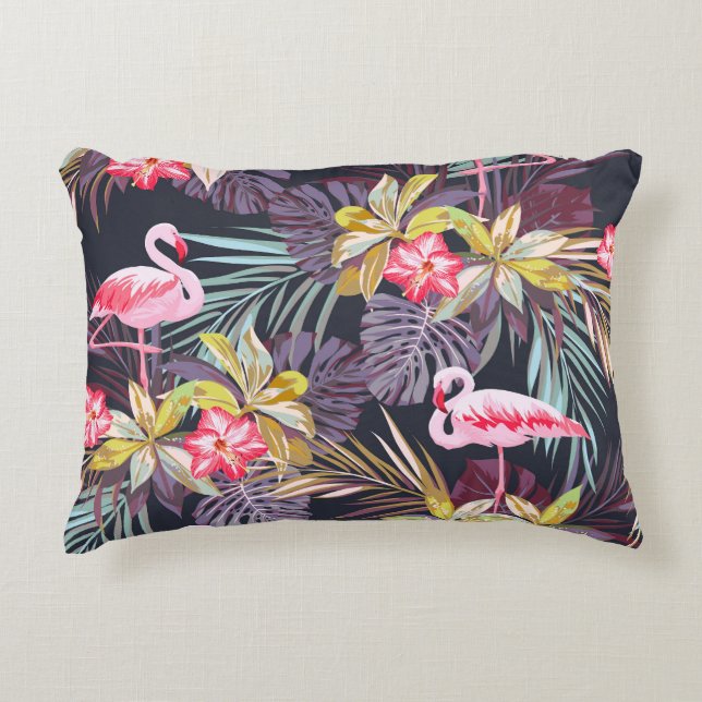Flamingo Tropical: Summer Seamless Pattern Decorative Cushion (Front)