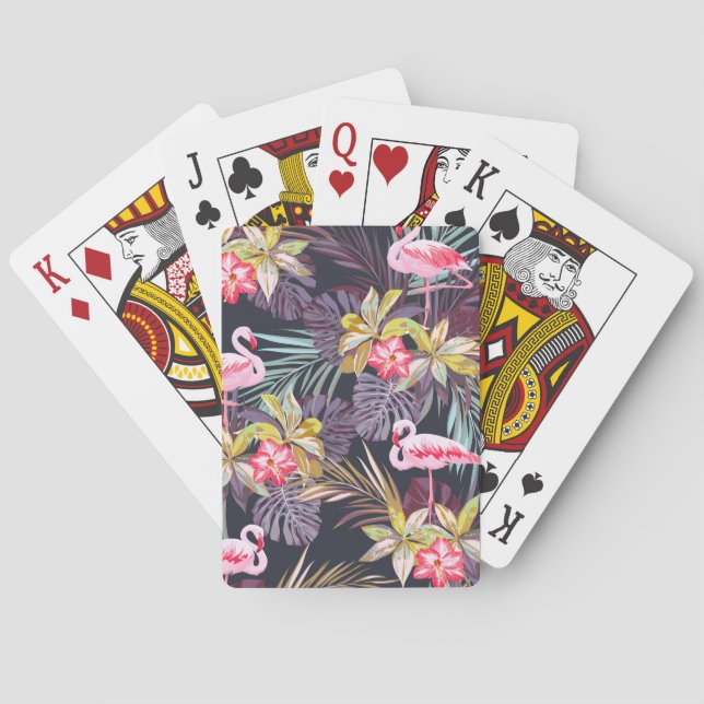 Flamingo Tropical: Summer Seamless Pattern Playing Cards (Back)