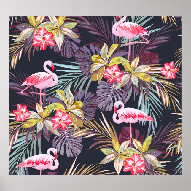 Flamingo Tropical: Summer Seamless Pattern Poster (Front)