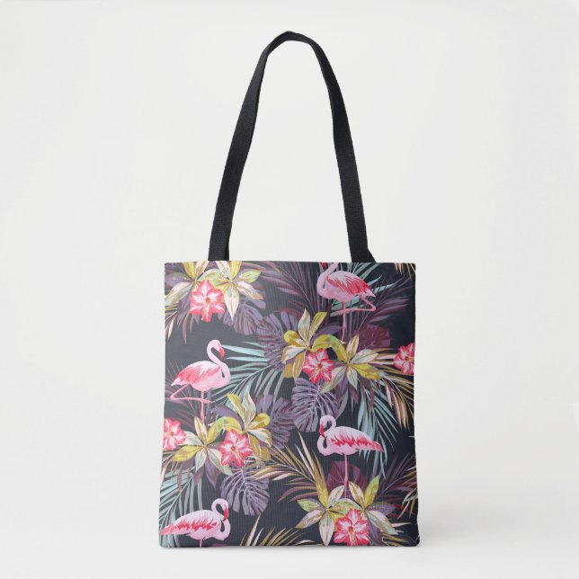 Flamingo Tropical: Summer Seamless Pattern Tote Bag (Front)