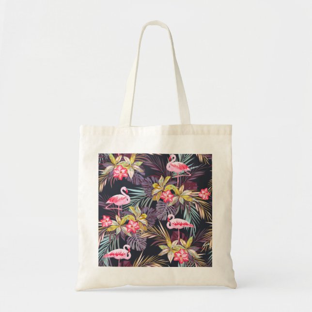 Flamingo Tropical: Summer Seamless Pattern Tote Bag (Front)