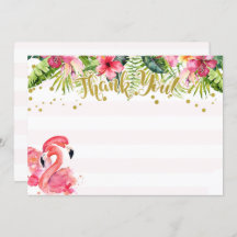 Flamingo Tropical Thank You Card Pink & Gold