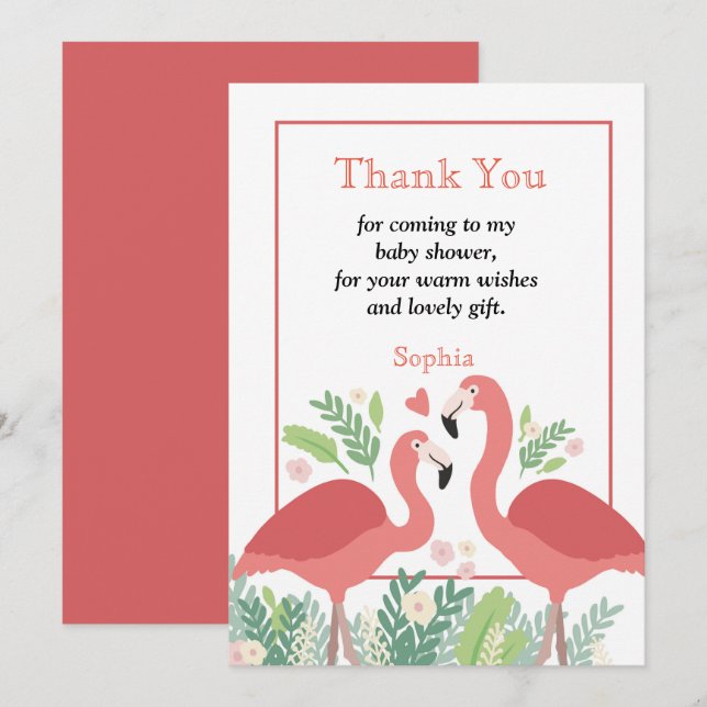 Flamingo Tropical thank you Invitation (Front/Back)