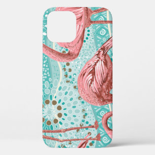 Flamingo Tropical: Vintage Floral Wallpaper iPhone 12 Case