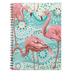 Flamingo Tropical: Vintage Floral Wallpaper Notebook