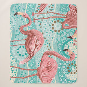 Flamingo Tropical: Vintage Floral Wallpaper Sherpa Blanket