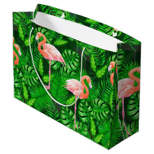 Flamingo tropical watercolor large gift bag