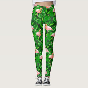 Flamingo tropical watercolor leggings
