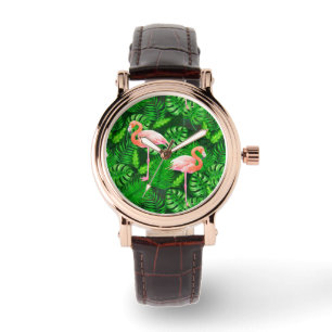 Flamingo tropical watercolor watch