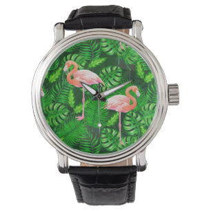 Flamingo tropical watercolor watch