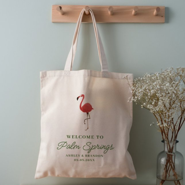 Flamingo Tropics Beach Hotel Wedding Welcome Tote Bag (Creator Uploaded)