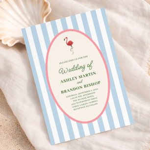 Flamingo Tropics Modern Coastal Island Wedding  Invitation
